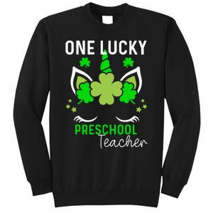 Funny One Lucky Preschool Teacher St. Patricks Day Irish Tall Sweatshirt