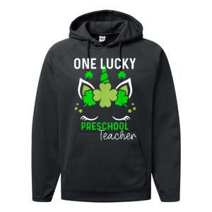 Funny One Lucky Preschool Teacher St. Patricks Day Irish Performance Fleece Hoodie