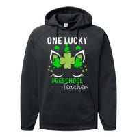 Funny One Lucky Preschool Teacher St. Patricks Day Irish Performance Fleece Hoodie