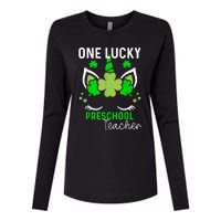 Funny One Lucky Preschool Teacher St. Patricks Day Irish Womens Cotton Relaxed Long Sleeve T-Shirt