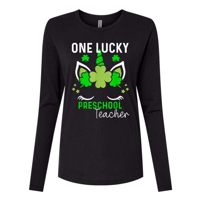 Funny One Lucky Preschool Teacher St. Patricks Day Irish Womens Cotton Relaxed Long Sleeve T-Shirt