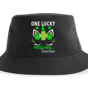 Funny One Lucky Preschool Teacher St. Patricks Day Irish Sustainable Bucket Hat