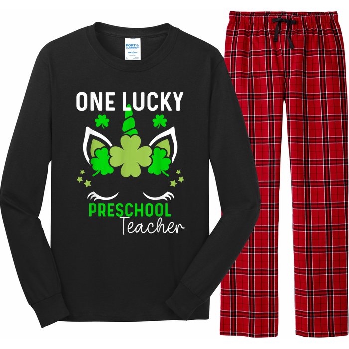 Funny One Lucky Preschool Teacher St. Patricks Day Irish Long Sleeve Pajama Set