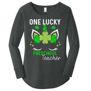 Funny One Lucky Preschool Teacher St. Patricks Day Irish Women's Perfect Tri Tunic Long Sleeve Shirt