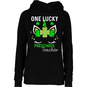 Funny One Lucky Preschool Teacher St. Patricks Day Irish Womens Funnel Neck Pullover Hood