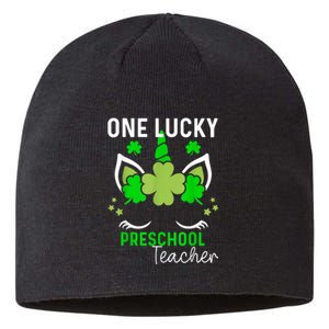 Funny One Lucky Preschool Teacher St. Patricks Day Irish Sustainable Beanie