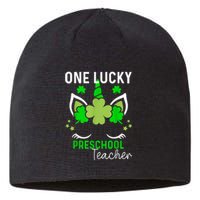 Funny One Lucky Preschool Teacher St. Patricks Day Irish Sustainable Beanie