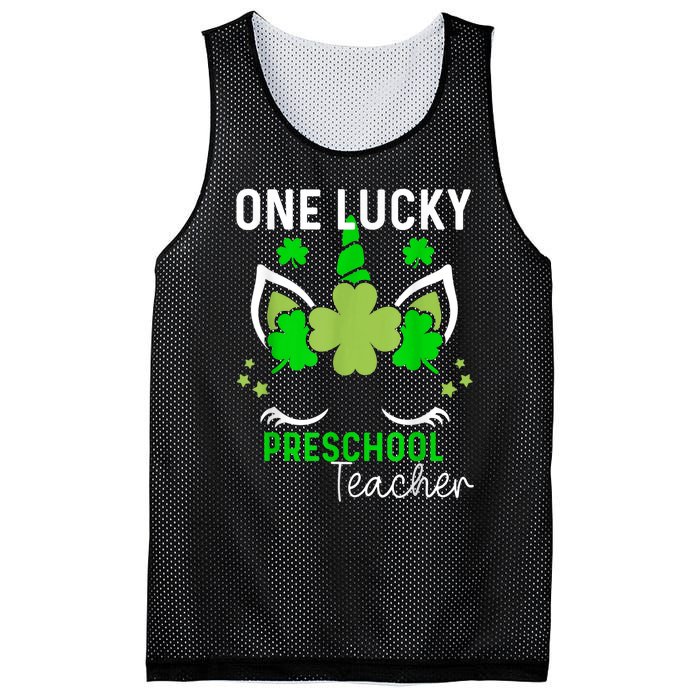 Funny One Lucky Preschool Teacher St. Patricks Day Irish Mesh Reversible Basketball Jersey Tank