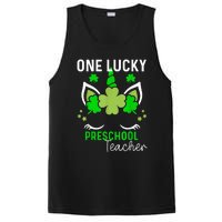 Funny One Lucky Preschool Teacher St. Patricks Day Irish PosiCharge Competitor Tank