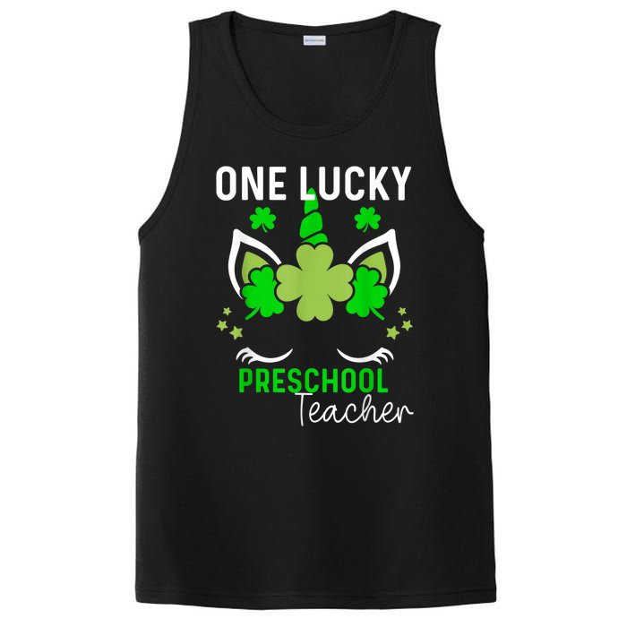 Funny One Lucky Preschool Teacher St. Patricks Day Irish PosiCharge Competitor Tank