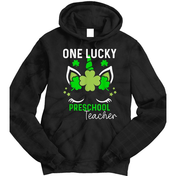 Funny One Lucky Preschool Teacher St. Patricks Day Irish Tie Dye Hoodie