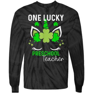 Funny One Lucky Preschool Teacher St. Patricks Day Irish Tie-Dye Long Sleeve Shirt