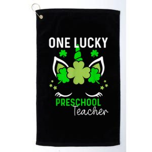 Funny One Lucky Preschool Teacher St. Patricks Day Irish Platinum Collection Golf Towel