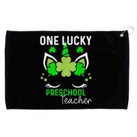 Funny One Lucky Preschool Teacher St. Patricks Day Irish Grommeted Golf Towel