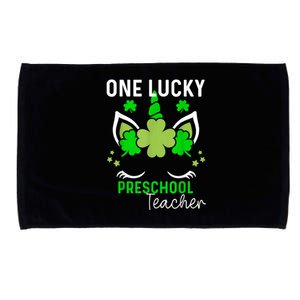 Funny One Lucky Preschool Teacher St. Patricks Day Irish Microfiber Hand Towel