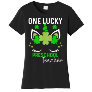 Funny One Lucky Preschool Teacher St. Patricks Day Irish Women's T-Shirt