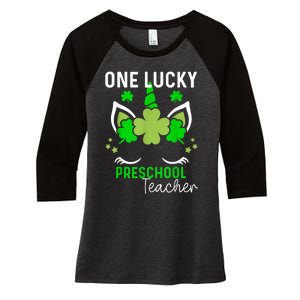 Funny One Lucky Preschool Teacher St. Patricks Day Irish Women's Tri-Blend 3/4-Sleeve Raglan Shirt