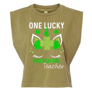 Funny One Lucky Preschool Teacher St. Patricks Day Irish Garment-Dyed Women's Muscle Tee