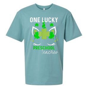 Funny One Lucky Preschool Teacher St. Patricks Day Irish Sueded Cloud Jersey T-Shirt