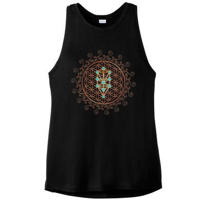 Flower Of Life Tree Of Life Sacred Geometry Kabbalah Gift Ladies PosiCharge Tri-Blend Wicking Tank