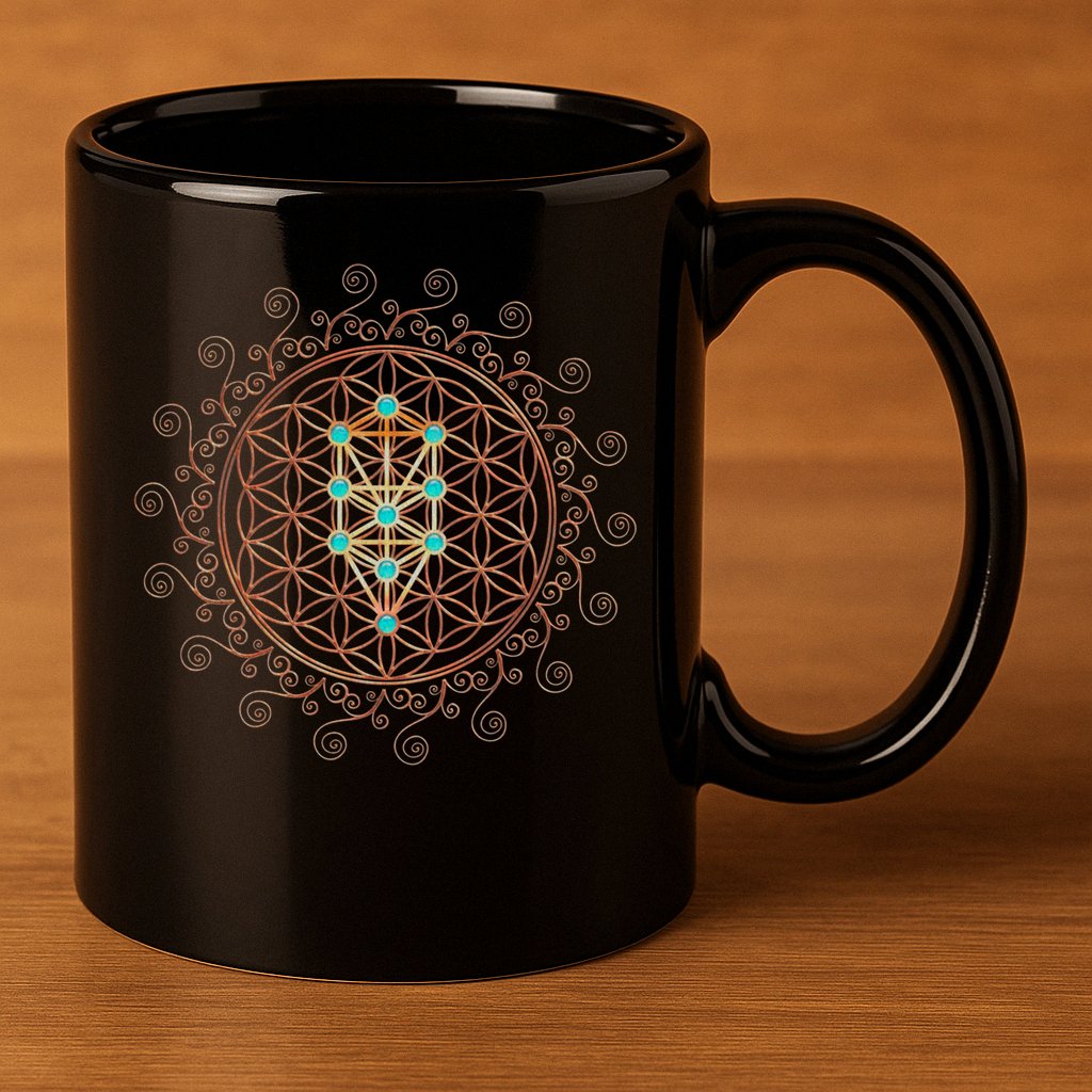 Flower Of Life Tree Of Life Sacred Geometry Kabbalah Gift 11oz C Handle Ceramic Mug