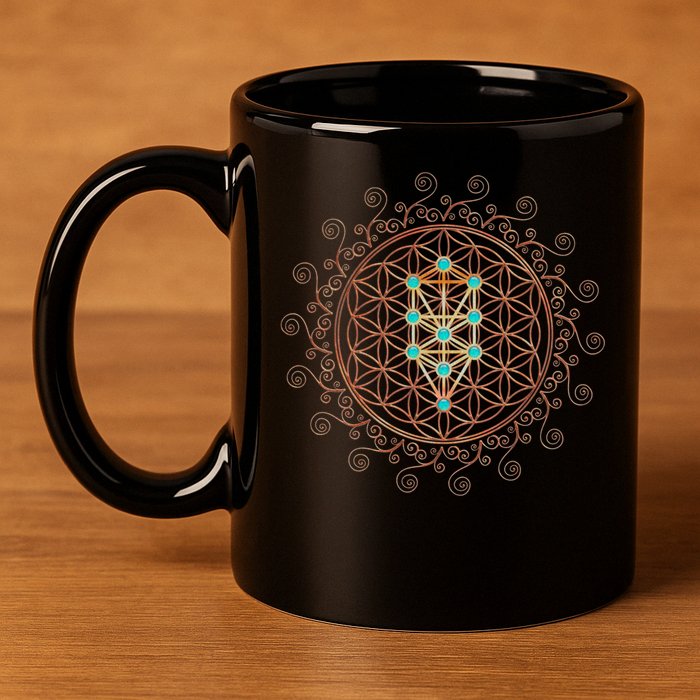 Flower Of Life Tree Of Life Sacred Geometry Kabbalah Gift 11oz C Handle Ceramic Mug