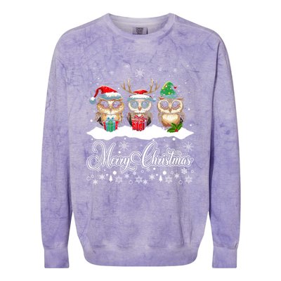 Funny Owl Lovers Ugly Xmas Cute Owl Christmas Colorblast Crewneck Sweatshirt