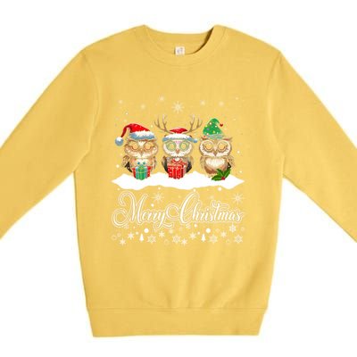 Funny Owl Lovers Ugly Xmas Cute Owl Christmas Premium Crewneck Sweatshirt