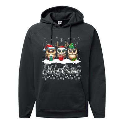 Funny Owl Lovers Ugly Xmas Cute Owl Christmas Performance Fleece Hoodie