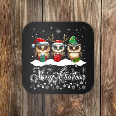 Funny Owl Lovers Ugly Xmas Cute Owl Christmas Coaster