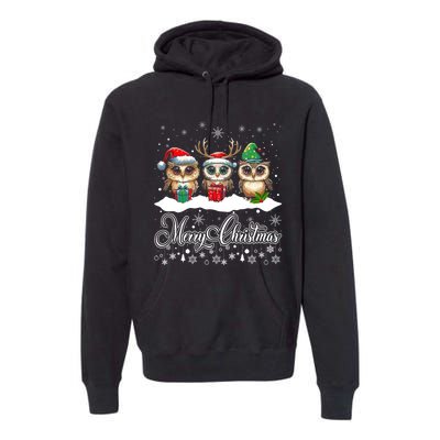 Funny Owl Lovers Ugly Xmas Cute Owl Christmas Premium Hoodie