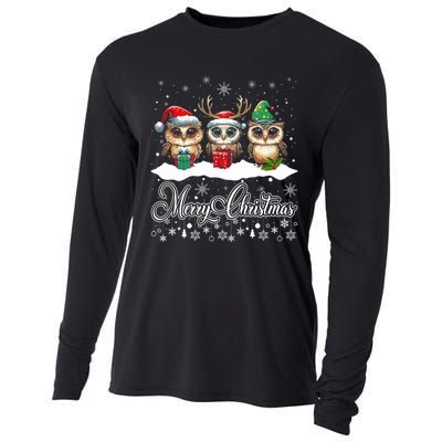 Funny Owl Lovers Ugly Xmas Cute Owl Christmas Cooling Performance Long Sleeve Crew