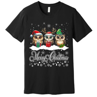 Funny Owl Lovers Ugly Xmas Cute Owl Christmas Premium T-Shirt