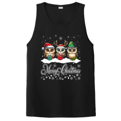 Funny Owl Lovers Ugly Xmas Cute Owl Christmas PosiCharge Competitor Tank