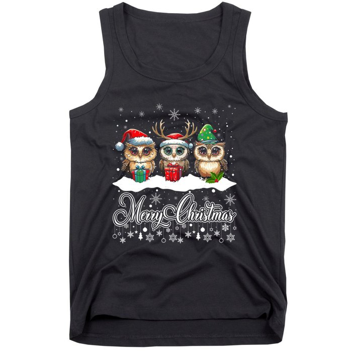 Funny Owl Lovers Ugly Xmas Cute Owl Christmas Tank Top