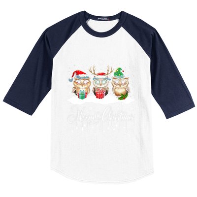 Funny Owl Lovers Ugly Xmas Cute Owl Christmas Baseball Sleeve Shirt