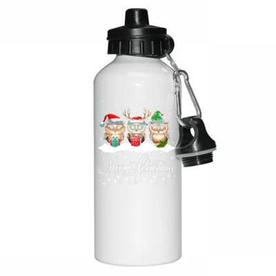 Funny Owl Lovers Ugly Xmas Cute Owl Christmas Aluminum Water Bottle