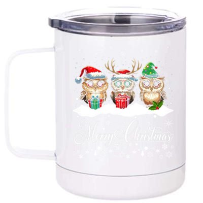 Funny Owl Lovers Ugly Xmas Cute Owl Christmas 12 oz Stainless Steel Tumbler Cup