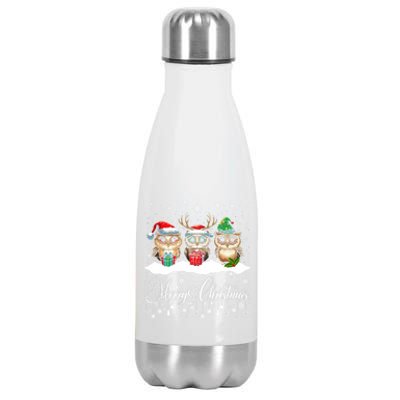 Funny Owl Lovers Ugly Xmas Cute Owl Christmas Stainless Steel Insulated Water Bottle