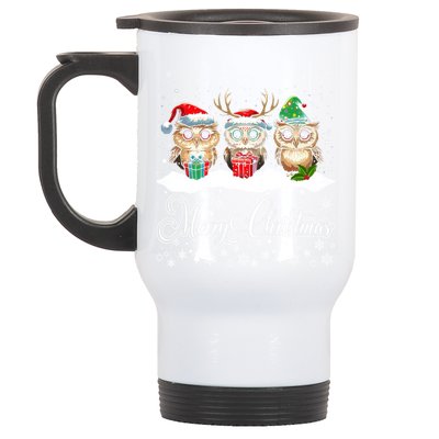 Funny Owl Lovers Ugly Xmas Cute Owl Christmas Stainless Steel Travel Mug