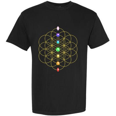 Flower Of Life 7 Chakras Sacred Geometry Yoga Meditation Hoodie Garment-Dyed Heavyweight T-Shirt