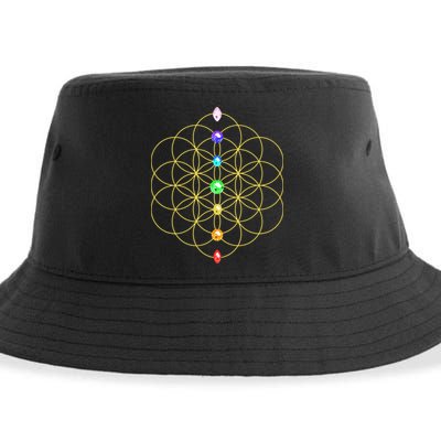 Flower Of Life 7 Chakras Sacred Geometry Yoga Meditation Hoodie Sustainable Bucket Hat