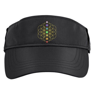 Flower Of Life 7 Chakras Sacred Geometry Yoga Meditation Hoodie Adult Drive Performance Visor