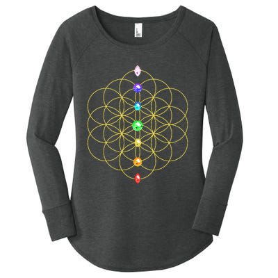 Flower Of Life 7 Chakras Sacred Geometry Yoga Meditation Hoodie Women's Perfect Tri Tunic Long Sleeve Shirt