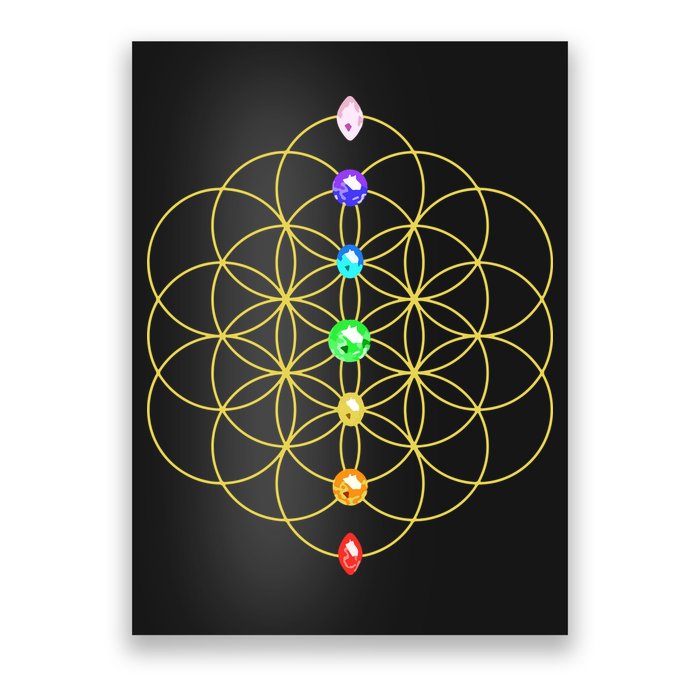 Flower Of Life 7 Chakras Sacred Geometry Yoga Meditation Hoodie Poster