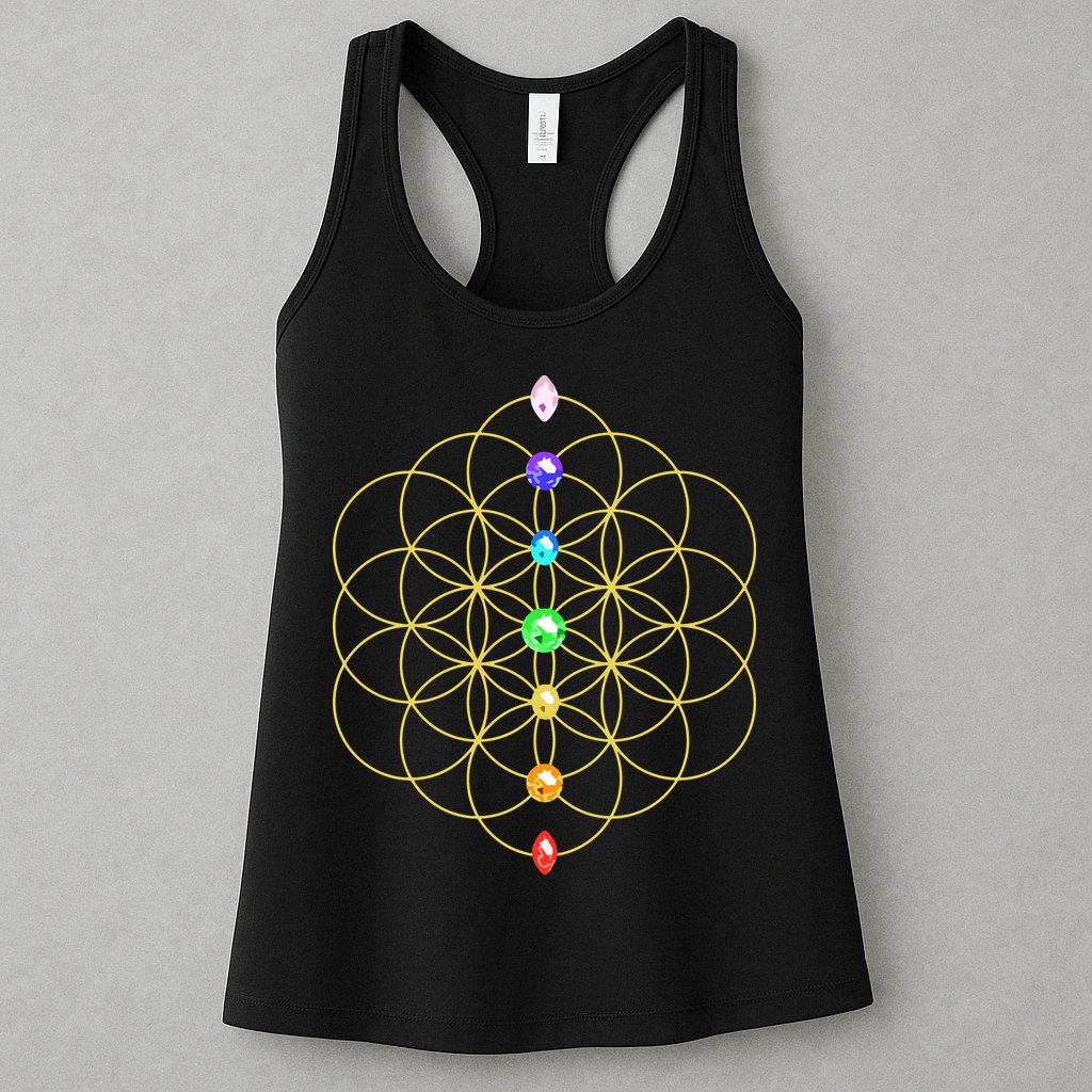 Flower Of Life 7 Chakras Sacred Geometry Yoga Meditation Hoodie Womens Tank Top