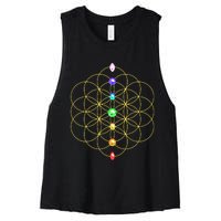 Flower Of Life 7 Chakras Sacred Geometry Yoga Meditation Hoodie Women's Racerback Cropped Tank