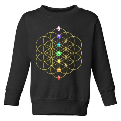Flower Of Life 7 Chakras Sacred Geometry Yoga Meditation Hoodie Toddler Sweatshirt