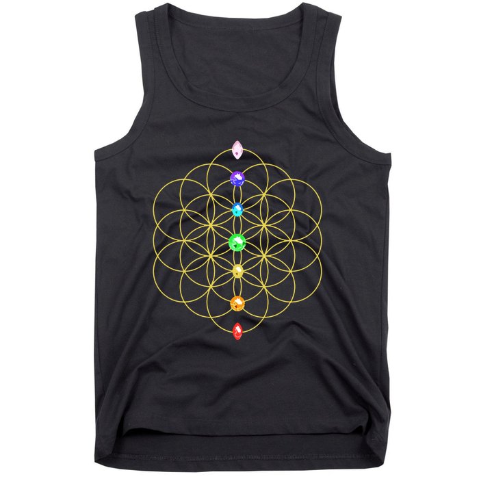 Flower Of Life 7 Chakras Sacred Geometry Yoga Meditation Hoodie Tank Top