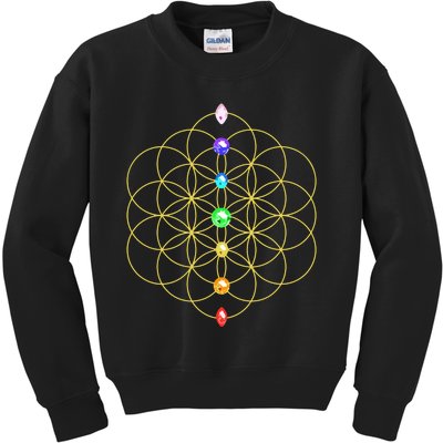 Flower Of Life 7 Chakras Sacred Geometry Yoga Meditation Hoodie Kids Sweatshirt